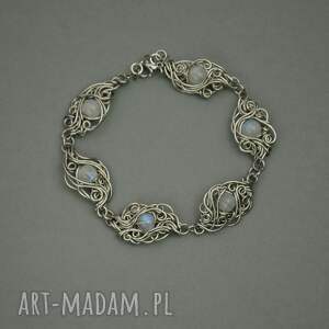 Prezent Bransoletka regulowana kamień księżycowy, wire wrapping, stal