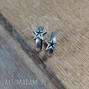 srebro oksydowane, kolczyki, gwiazdki