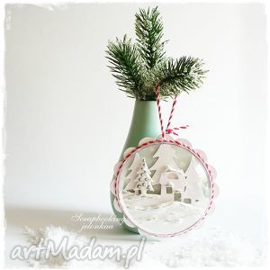 handmade upominek świąteczny śnieżna zawieszka - bombka