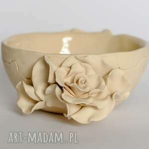 ceramiczna miska na kadzidełka z różami, unikatowa dekoracja, prezent dla niej
