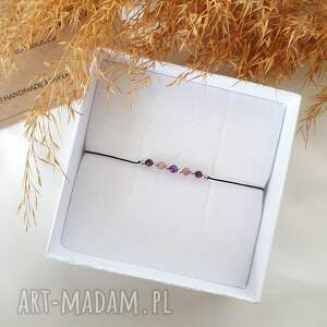 baran bransoletka dla znaku zodiaku, kamienie naturalne granat ametyst srebrny