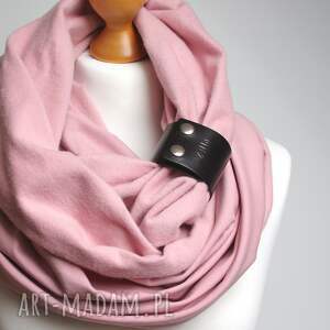 Komin bawełniany damski z zapinką, modny pudrowy