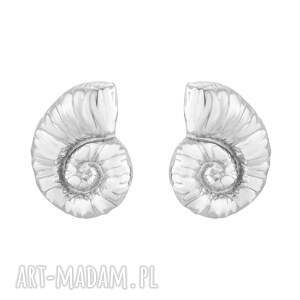 święta, srebrne kolczyki muszle sztyfty, muszelki