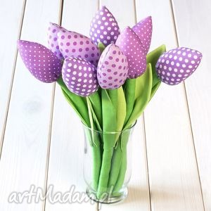 handmade dekoracje tulipany wrzosowy bawełniany bukiet