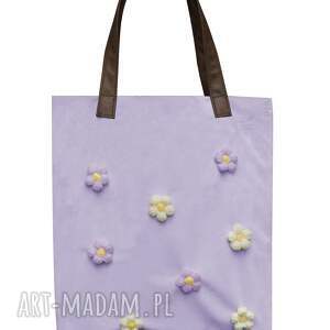 handmade na ramię torba mr. M flower violet/uszy skóra naturalna