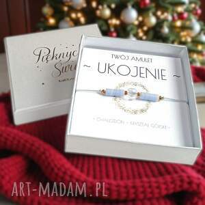 amulet - ukojenie świąteczne pudełko chalcedon, kryształ górski ochronna
