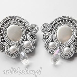 silver drop - kolczyki soutache