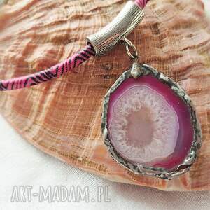 Talizman choker z naturalnym agatem Tiffany - handmade