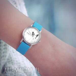 ręcznie zrobione zegarki zegarek mały - królik silikonowy, niebieski