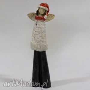 handmade upominek święta anioł w czapce św. Mikołaja