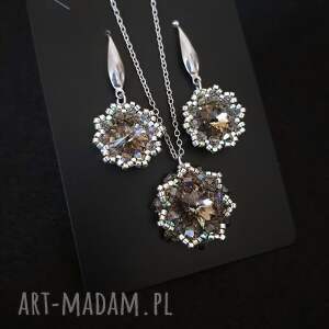 zestaw biżuterii black diamond maxima naszyjnik i kolczyki z kryształkami