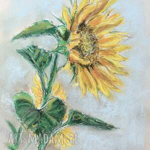 słonecznik, pastele suche, słoneczniki obraz, kwiaty, dzień