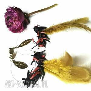 klipsy pióra lekkie bujne box x1, etno, boho, folk, pi