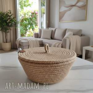 Koszyk z pokrywką ze sznurka rękodzieło na prezent KS01 01p