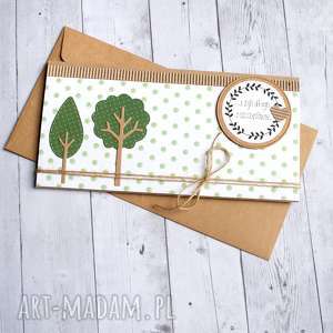 kartki kartka kopertówka - drzewka - green dots