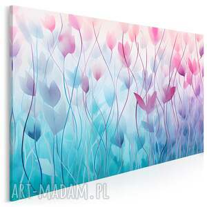 obraz na płótnie - kwiaty łąka delikatny 120x80 cm 111101, fiolet i błękit