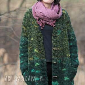 handmade swetry unikatowy zielony kardigan