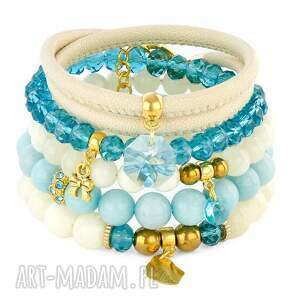 handmade cream & blue set with pendants