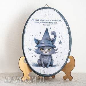 handmade pokoik dziecka obrazek z magicznym kotem wierzącym w marzenia