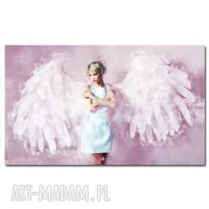 obraz xxl anioł 1 róż - 120x70cm design na płótnie aniołem