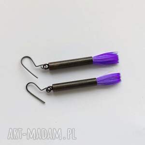 piórko kolczyki oksydowane, mosiądz