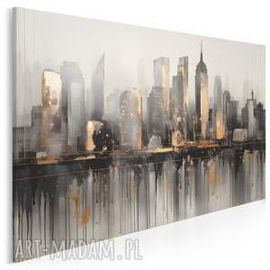 Obraz do salonu - ABSTRAKCYJNE MIASTO PANORAMA METROPOLII - 70x50 cm