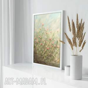 pastelowa łąka 50x70cm plakat, kwiaty obraz dom, ilustracja