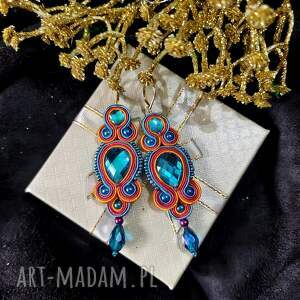 Kolorowe kolczyki sutasz z kryształami - boho handmade