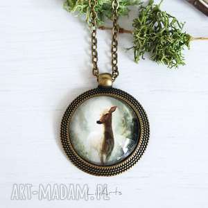 handmade naszyjniki medalion, naszyjnik - sarna 3 - antyczny brąz