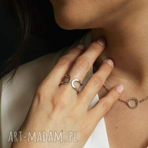 otwarty pierścionek srebrny dwustronny, srebro 925, biżuteria minimalistyczna