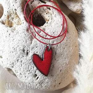 handmade naszyjniki czerwony naszyjnik z zawieszką w kształcie asymetrycznego serca