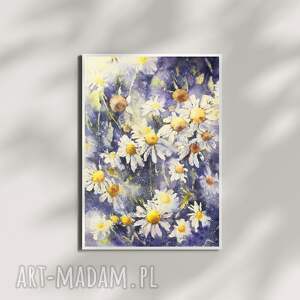 Rumianki - oryginalna akwarela z kwiatami polnymi 26x36 cm