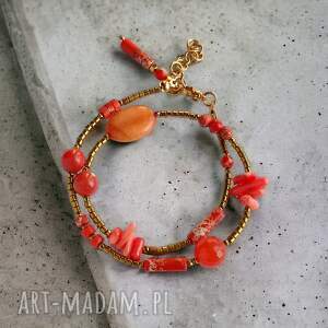 handmade podwójna bransoletka orange: summer collection: pomarańczowa