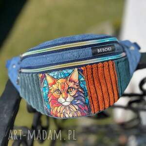 Nerka z ekozamszu, Patchwork Kot BEBOKI, rozmiar M Mini Portfelik