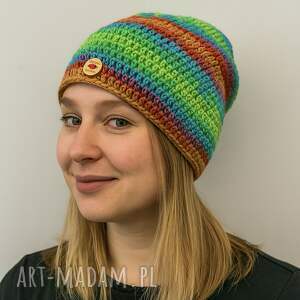 Kolorowa czapka całoroczna przejściowa cienka all season S/M