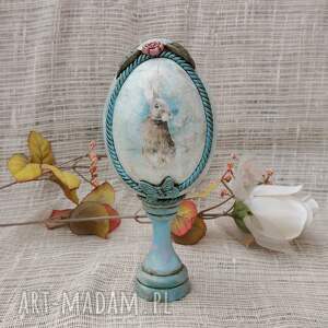 arteko pisanka dekoracyjna na postumencie - wiosenny zajączek vintage, dekoracja