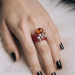 Duży pierścionek regulowany box z1, pier, et, fol, dam, kol