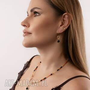 Kolczyki Muszla, Srebro 925 w złotym pokryciu, czarna perła