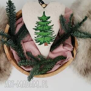 dekoracje świąteczne duże serce zawieszka z haftem, boże narodzenie, bawełna