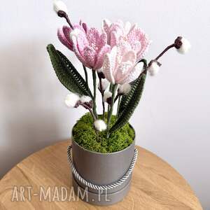 Prezent Bukiet wiecznych kwiatów dla mamy - 5 różowych tulipanów