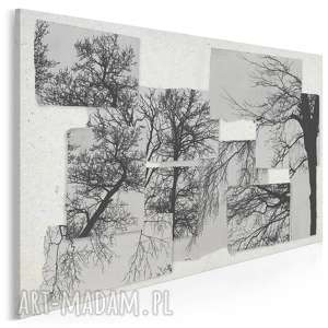 obraz na płótnie - drzewa czarno-biały 120x80 cm (63001)