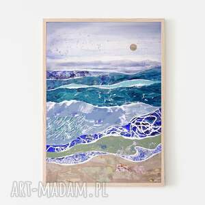 plakat 100x70 cm - pejzaż morski, wydruk, morze, fale, plaża