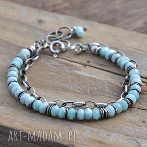 handmade larimar srebrna bransoletka z łańcuszkiem