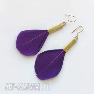 piórko kolczyki mosiądz, zmatowione, unikalny