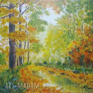 OBRAZ RĘCZNIE MALOWANY AKRYLOWY KOLORY JESIENI - 30x40cm