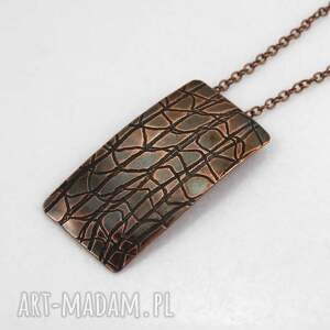 kora - miedziany wisior 2603-03 ooak mosiężny wisiorek, prosty pierścionek