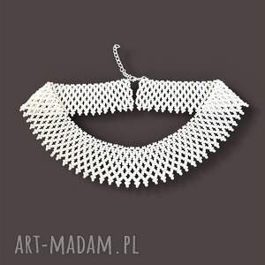 yuliia gez ażurowy naszyjnik etno - łemkowska krywulka/ białay perłowy