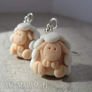 kolczyki - owce białe kurczaki wiosna, wielkanoc prezent, unikatowe