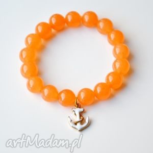 ręczne wykonanie bracelet by sis: kotwica w pomarańczowych kamieniach