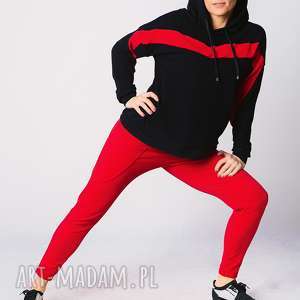 spodnie w kolorze czerwonym, fitness, fashion, styl, wygoda, 3foru